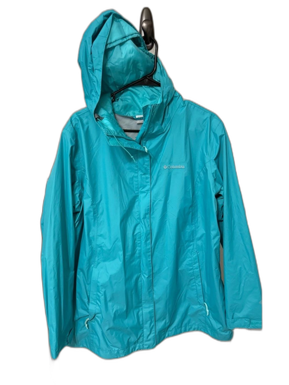 Columbia Women's Arcadia 2 Jacket, Color Geyser (Teal-ish) Hooded RAIN Jacket 1X